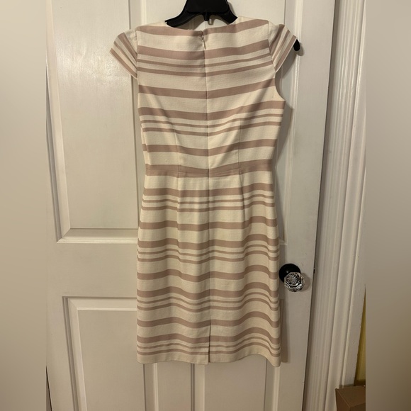 J. Crew Blush Pink Ivory Striped Cap Sleeve Sheath Dress - Size 4 - Picture 4 of 7